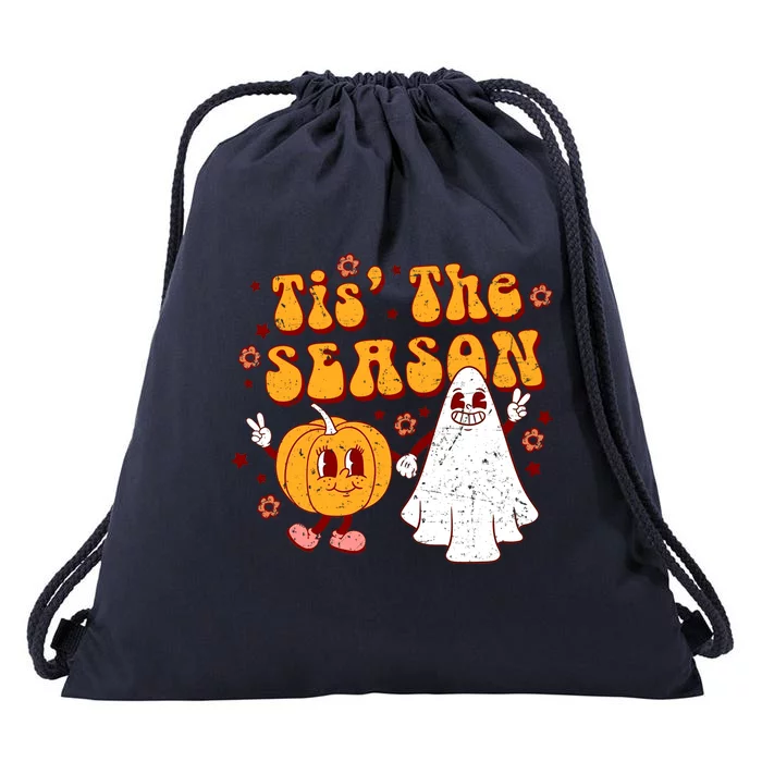 Retro Halloween Tis The Season Halloween Ghost Boy Girl Gift Drawstring Bag