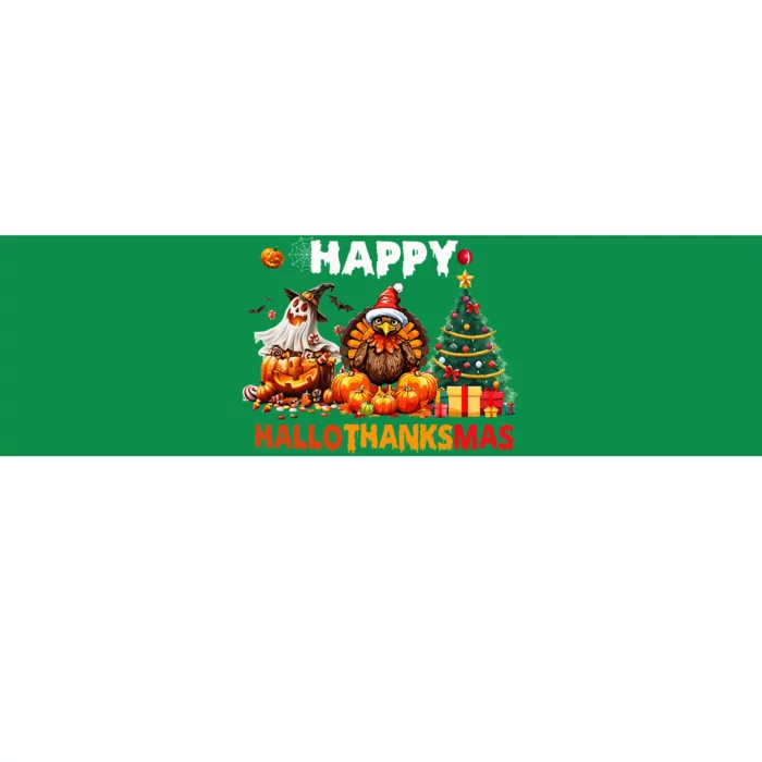 Retro Halloween Thanksgiving Christmas Happy Hallothanksmas Bumper Sticker