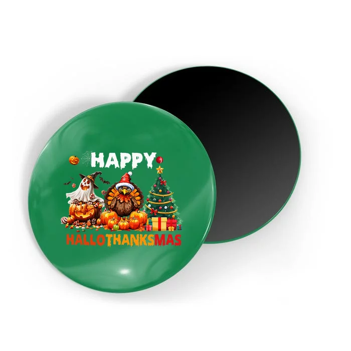 Retro Halloween Thanksgiving Christmas Happy Hallothanksmas Magnet