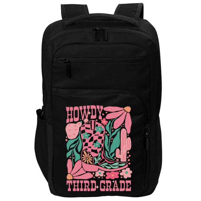 Retro Howdy Third Grade Back To School Teacher Cowgirl Boot Impact Tech Backpack