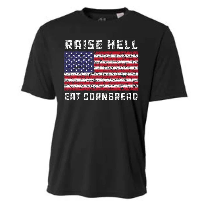 Raise Hell Usa Flag Eat Cornbread Redneck Country July 4 Cooling Performance Crew T-Shirt