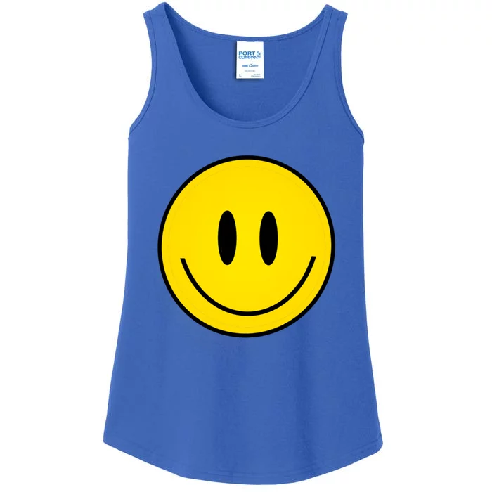 Retro Happy Vibe Smiley Face Happy Face Graphic Gift Ladies Essential Tank