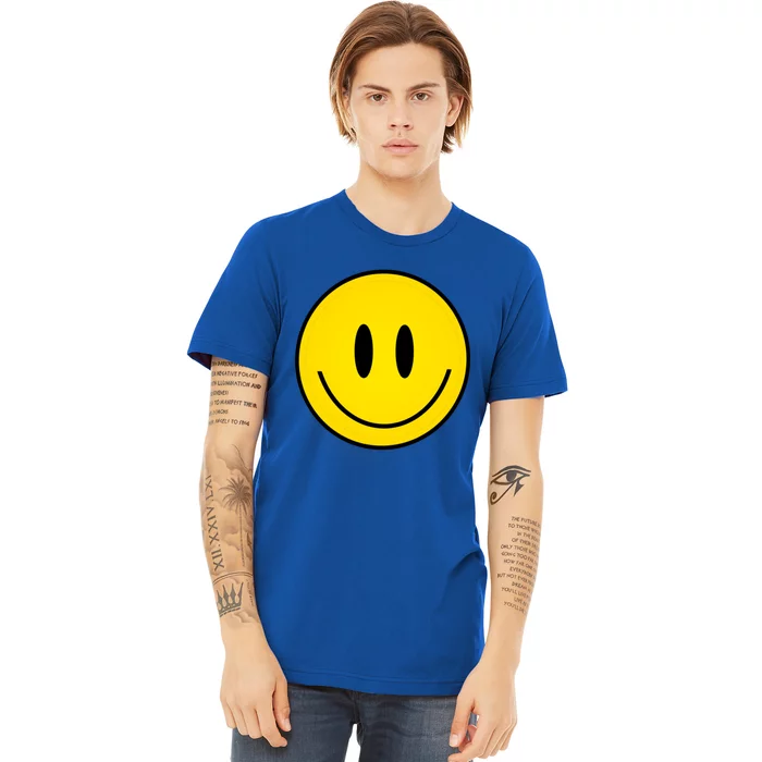 Retro Happy Vibe Smiley Face Happy Face Graphic Gift Premium T-Shirt