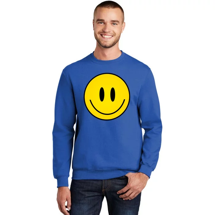 Retro Happy Vibe Smiley Face Happy Face Graphic Gift Tall Sweatshirt