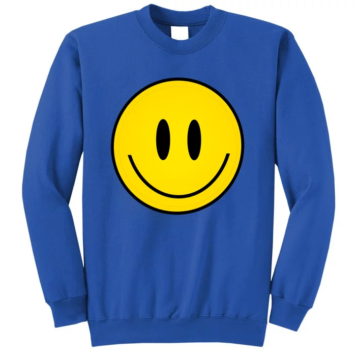 Retro Happy Vibe Smiley Face Happy Face Graphic Gift Tall Sweatshirt