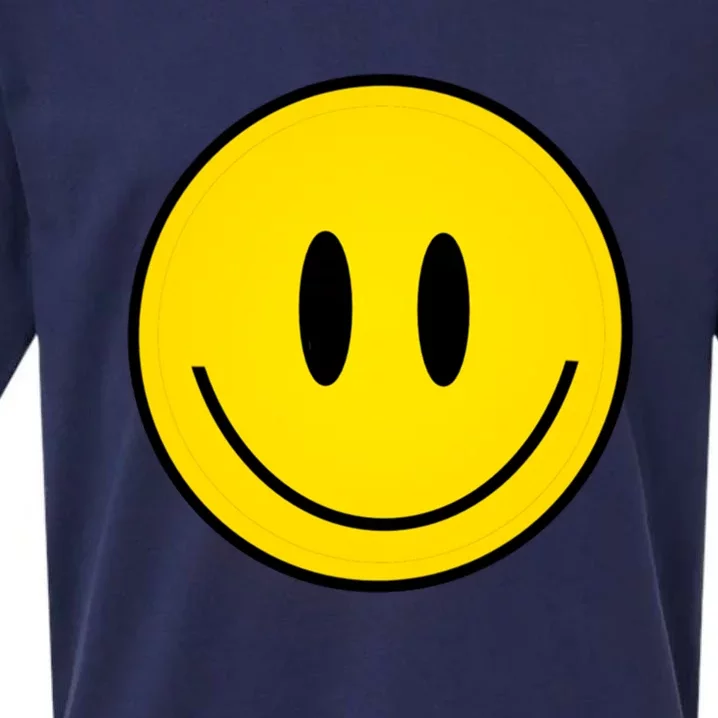 Retro Happy Vibe Smiley Face Happy Face Graphic Gift Sueded Cloud Jersey T-Shirt