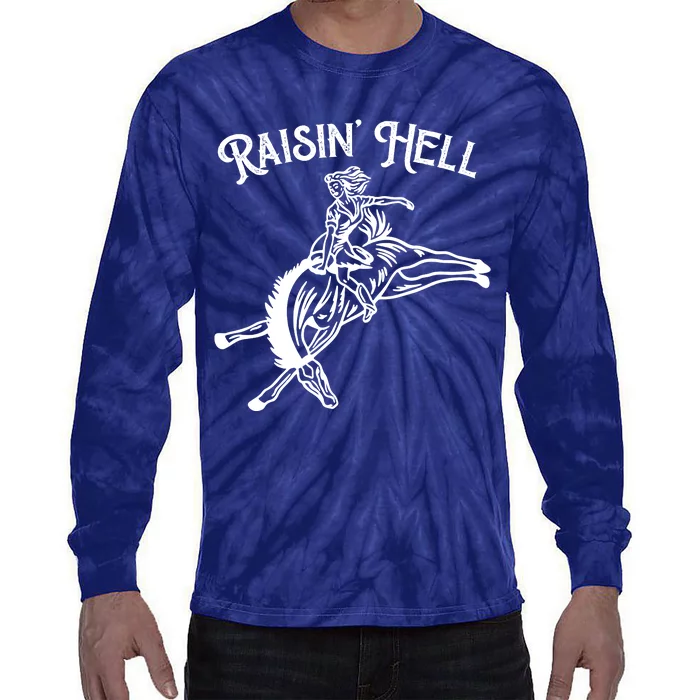 Raisin Hell Vintage Pinup Cowgirl Western Tie-Dye Long Sleeve Shirt