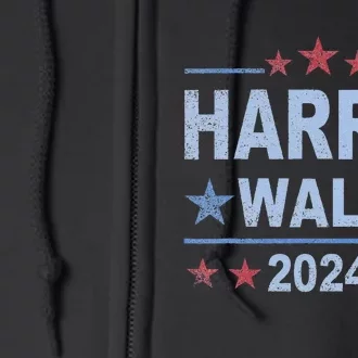 Retro Harris Walz 2024 Harris For President Vote Democrat Full Zip Hoodie