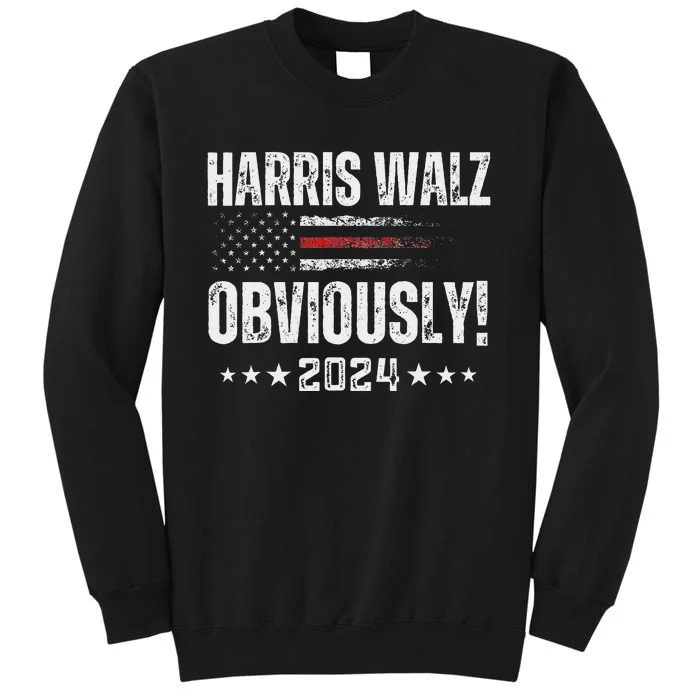 Retro Harris Walz Obviously 2024 Vintage American Flag Sweatshirt