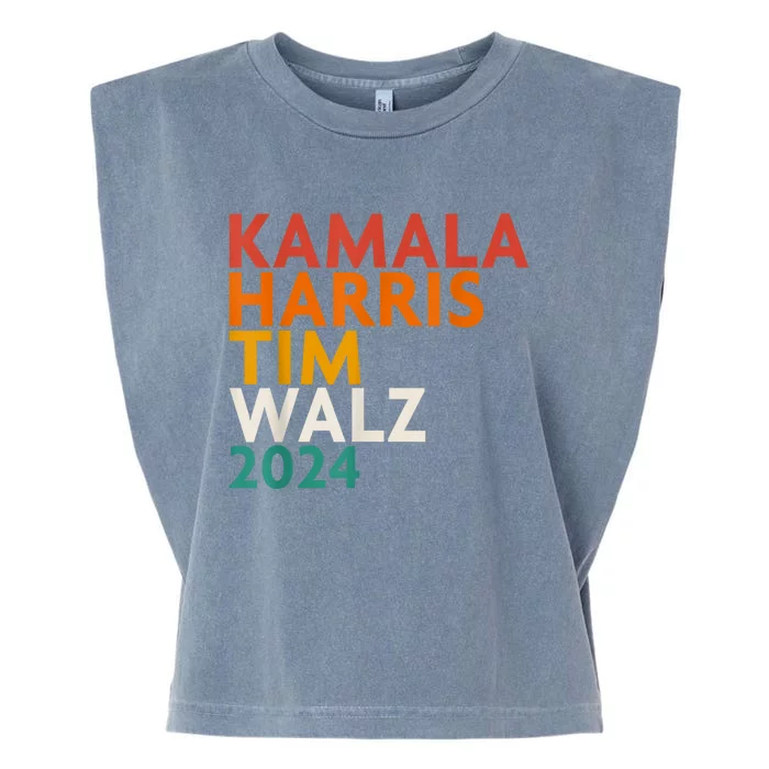 Retro Harris Waltz 2024 Kamala Harris Tim Waltz 2024 Garment-Dyed Women's Muscle Tee