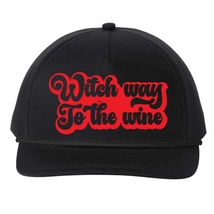 Retro Halloween Witch Way To The Wine Gift Snapback Five-Panel Rope Hat