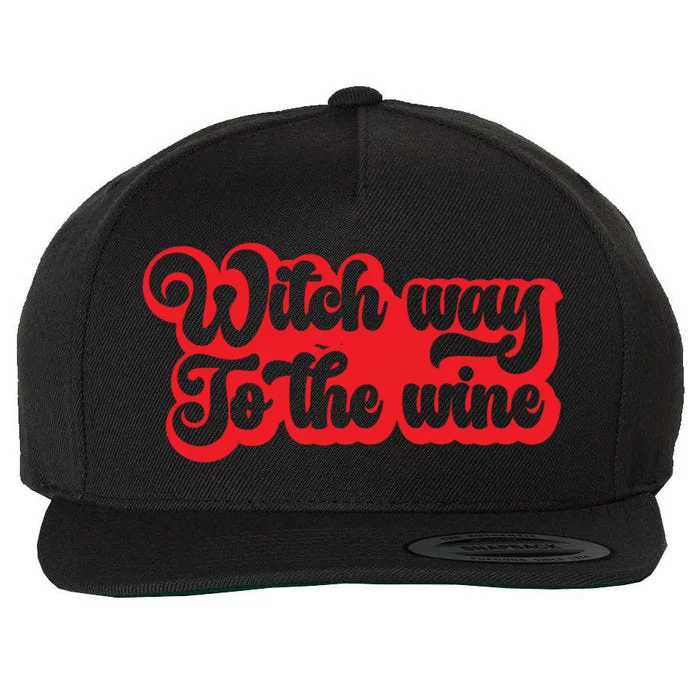 Retro Halloween Witch Way To The Wine Gift Wool Snapback Cap