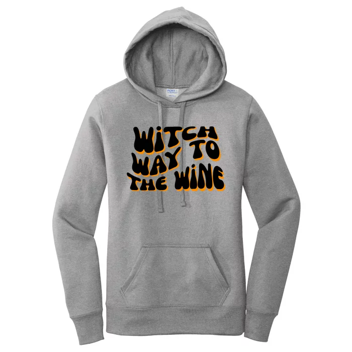 Retro Halloween Witch Way To The Wine Cute Gift Women's Pullover Hoodie