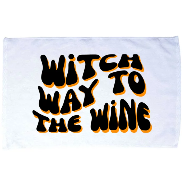 Retro Halloween Witch Way To The Wine Cute Gift Microfiber Hand Towel