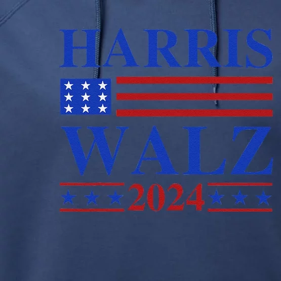 Retro Harris Waltz 2024 Usa Flag Support Kamala IM With Her Performance Fleece Hoodie