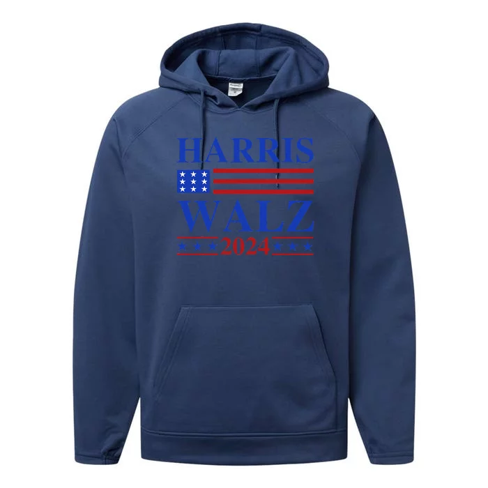 Retro Harris Waltz 2024 Usa Flag Support Kamala IM With Her Performance Fleece Hoodie