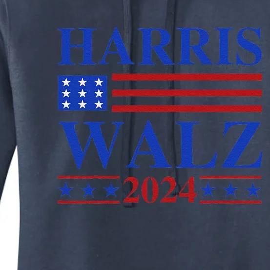 Retro Harris Waltz 2024 Usa Flag Support Kamala IM With Her Women's Pullover Hoodie