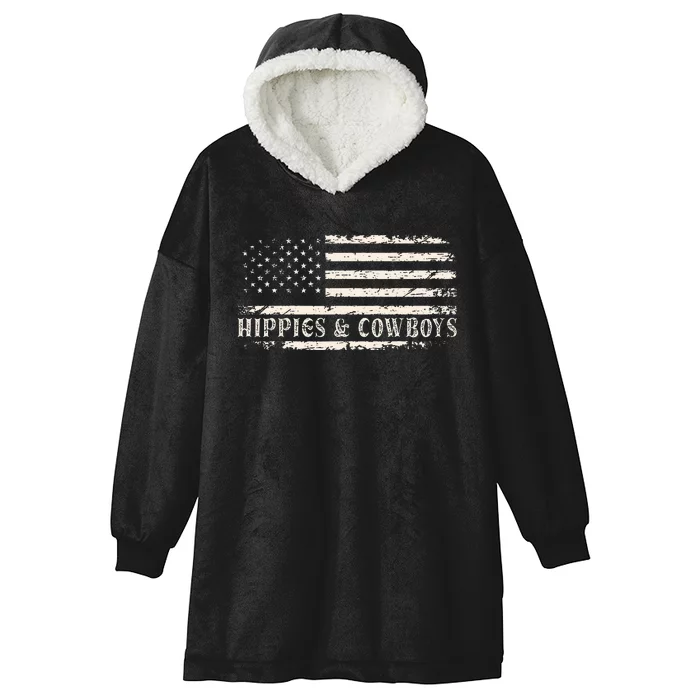 Raisin Hell With The Hippies And Cowboys Country Hooded Wearable Blanket