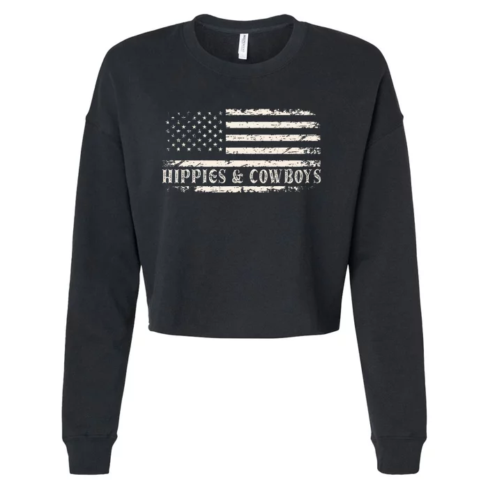 Raisin Hell With The Hippies And Cowboys Country Cropped Pullover Crew