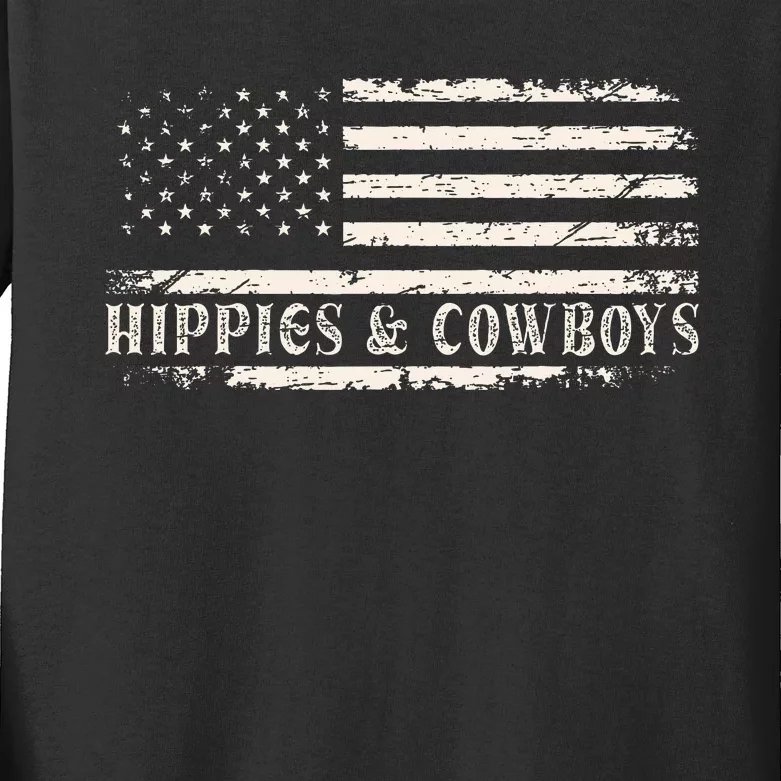 Raisin Hell With The Hippies And Cowboys Country Kids Long Sleeve Shirt