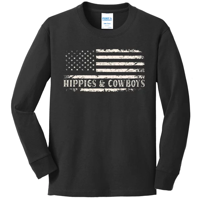 Raisin Hell With The Hippies And Cowboys Country Kids Long Sleeve Shirt