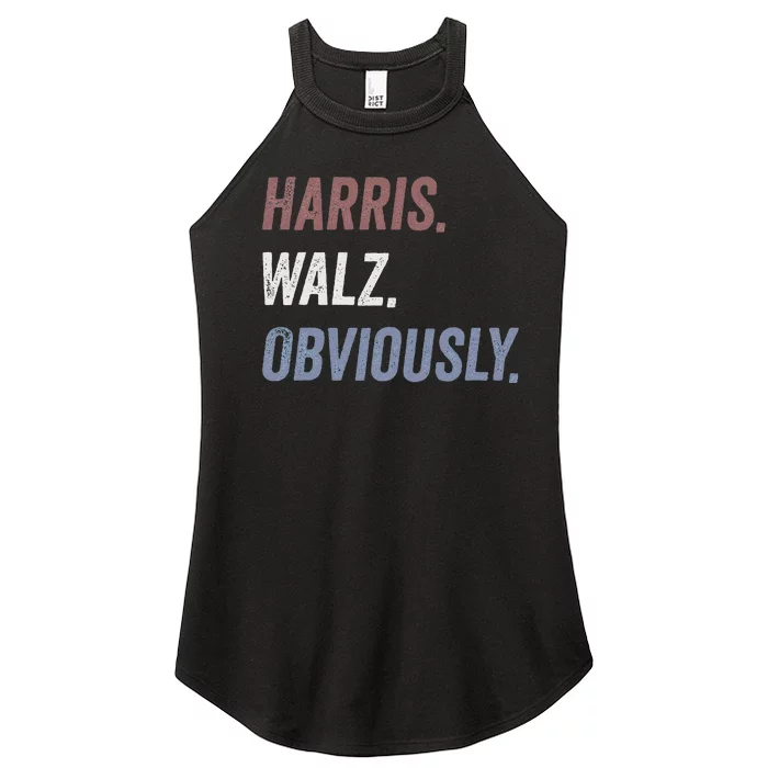 Retro Harris Walz Obviously 2024 Vintage American Flag Women’s Perfect Tri Rocker Tank