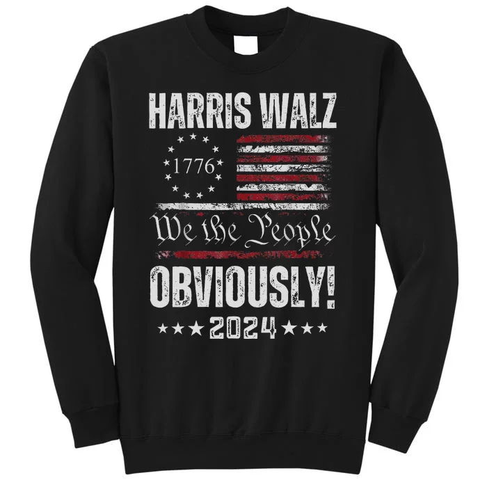 Retro Harris Walz Obviously 2024 Vintage American Flag Sweatshirt