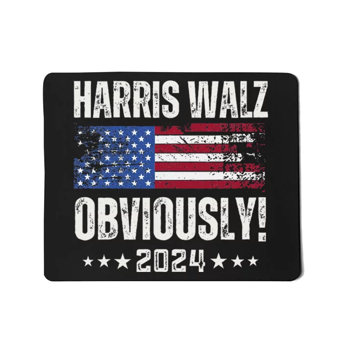 Retro Harris Walz Obviously 2024 Vintage American Flag Mousepad