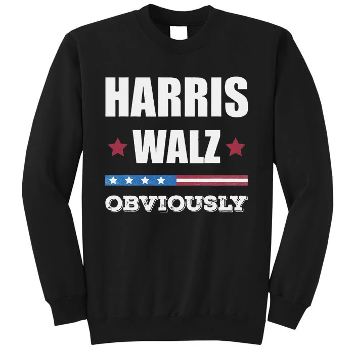 Retro Harris Walz Obviously 2024 Vintage American Flag Sweatshirt