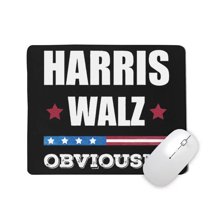 Retro Harris Walz Obviously 2024 Vintage American Flag Mousepad