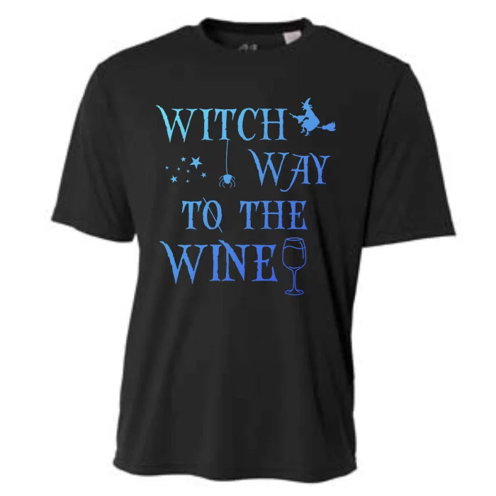 Retro Halloween Witch Way To The Wine Witch Wine Cool Gift Cooling Performance Crew T-Shirt