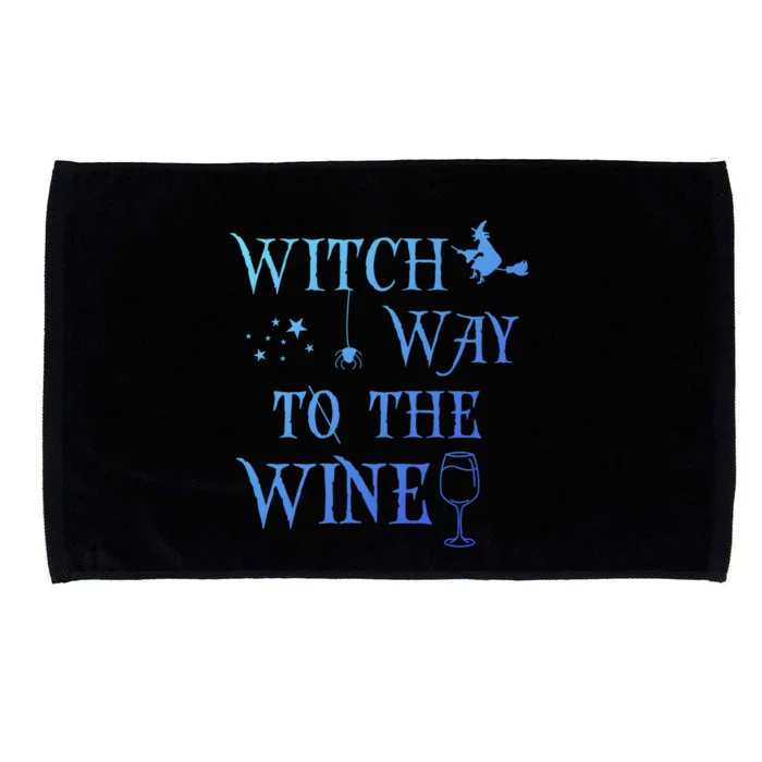 Retro Halloween Witch Way To The Wine Witch Wine Cool Gift Microfiber Hand Towel