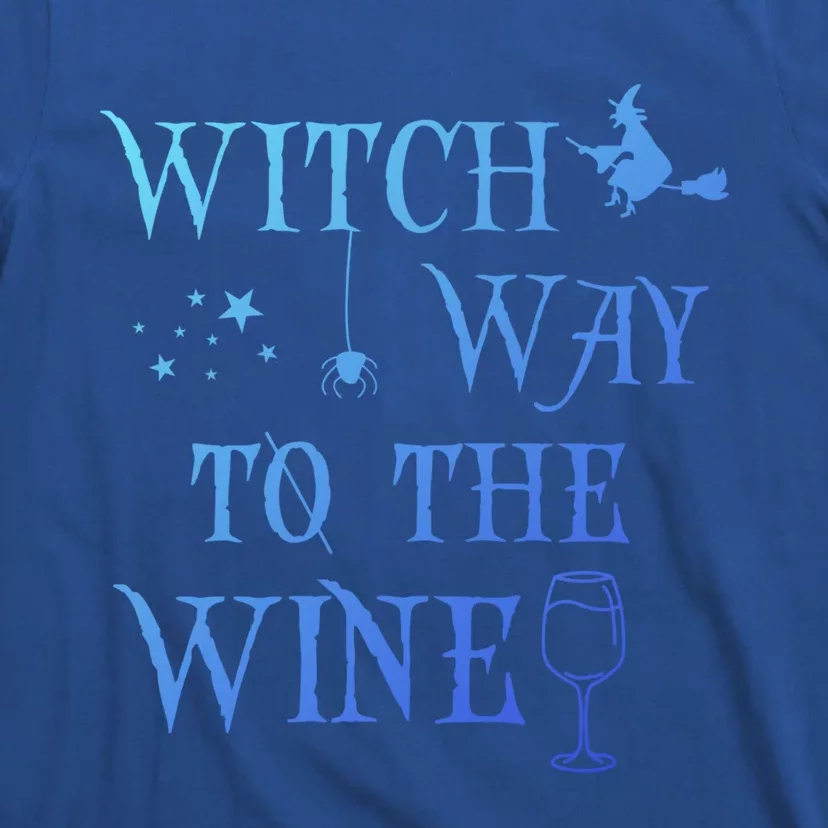 Retro Halloween Witch Way To The Wine Witch Wine Cool Gift T-Shirt