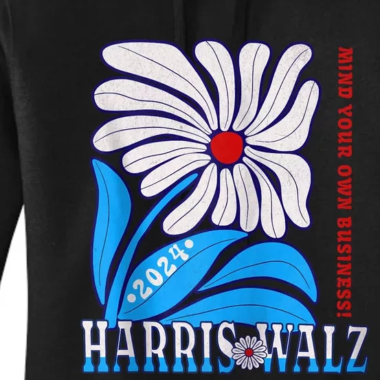 Retro Harris Walz 2024 Mind Your Own Business 2024 Election Women's Pullover Hoodie