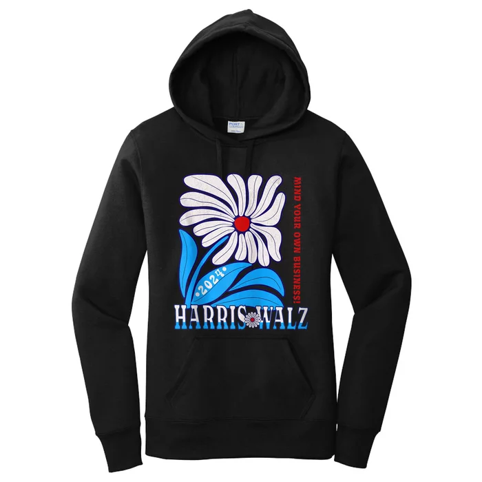 Retro Harris Walz 2024 Mind Your Own Business 2024 Election Women's Pullover Hoodie