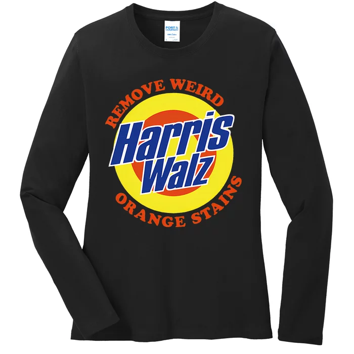 Retro Harris Walz Remove Weird Orange Stains Ladies Long Sleeve Shirt