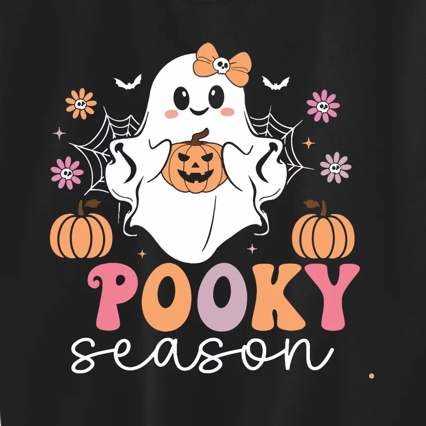 Retro Halloween Women Girl Spooky Season Cute Floral Ghost Kids Sweatshirt