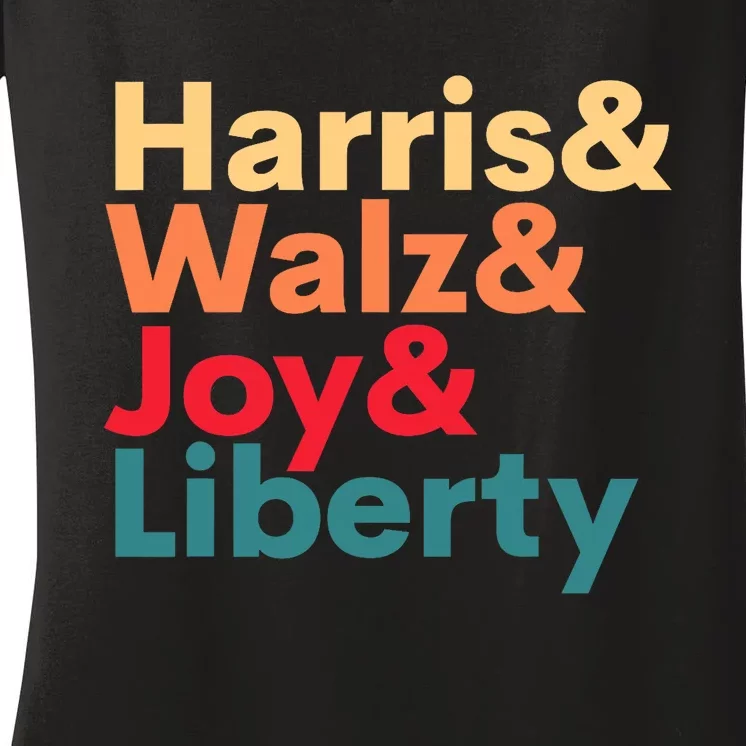 Retro Harris Walz Waltz 2024 Harris Walz Joy Liberty Women's V-Neck T-Shirt