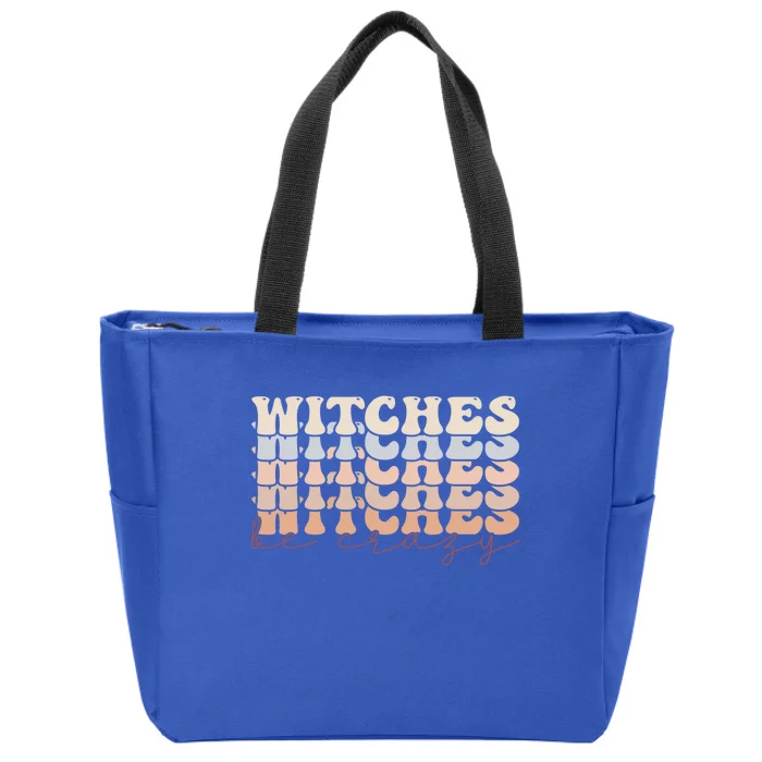 Retro Halloween Witches Be Crazy Gift Zip Tote Bag