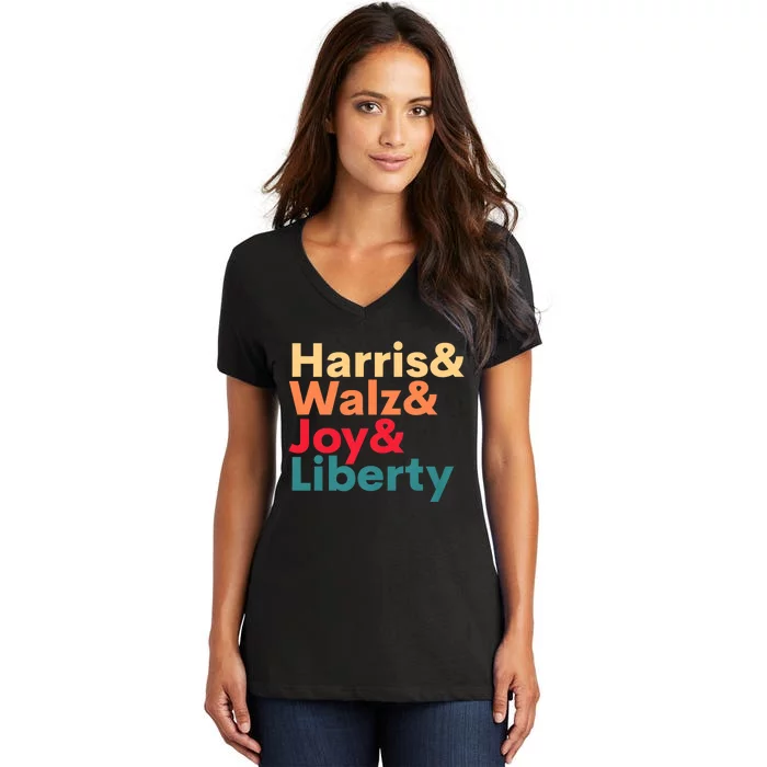 Retro Harris Walz Waltz 2024 Harris Walz Joy Liberty Women's V-Neck T-Shirt