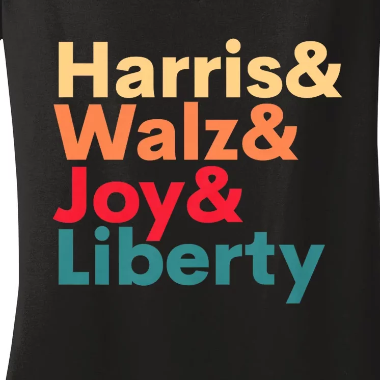 Retro Harris Walz Waltz 2024 Harris Walz Joy Liberty Women's V-Neck T-Shirt