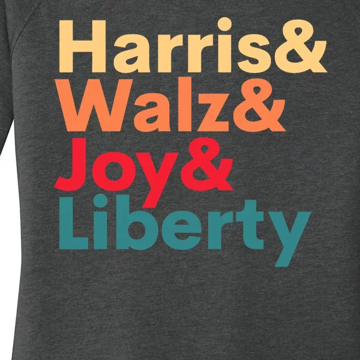 Retro Harris Walz Waltz 2024 Harris Walz Joy Liberty Women's Perfect Tri Tunic Long Sleeve Shirt