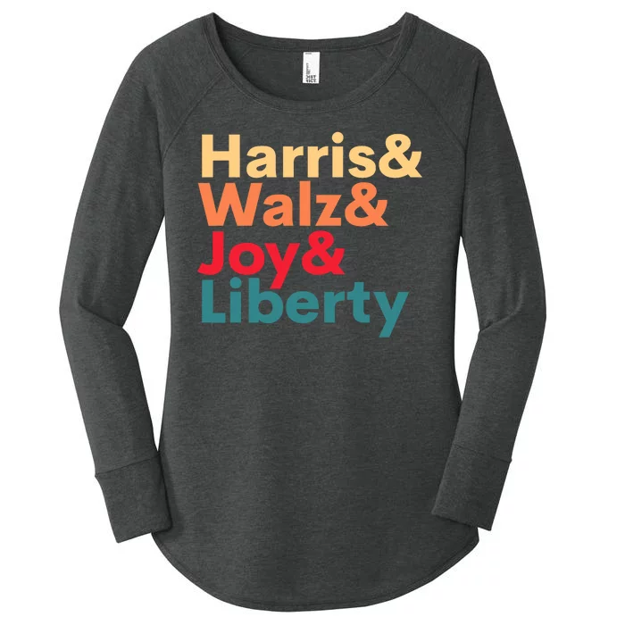 Retro Harris Walz Waltz 2024 Harris Walz Joy Liberty Women's Perfect Tri Tunic Long Sleeve Shirt