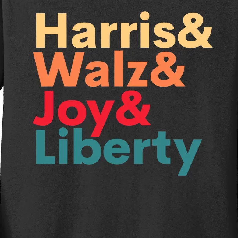 Retro Harris Walz Waltz 2024 Harris Walz Joy Liberty Kids Long Sleeve Shirt