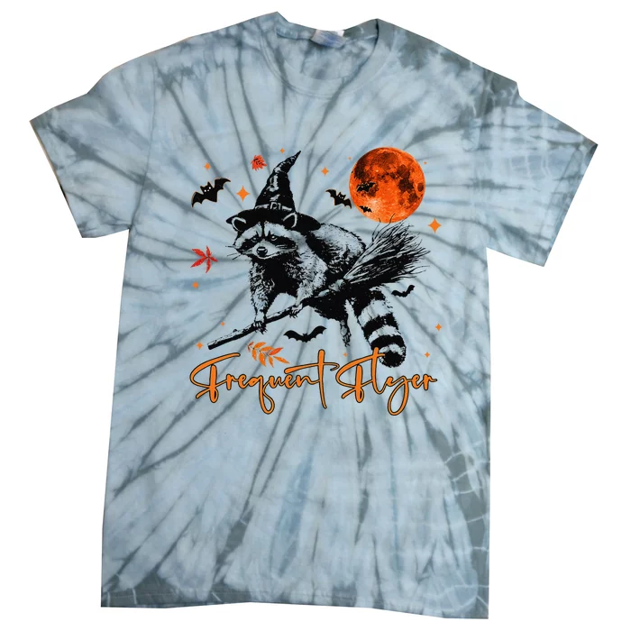 Raccoon Halloween Witch Tie-Dye T-Shirt