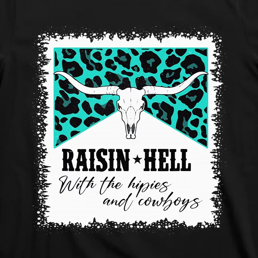 Raising Hell With The Hippies And Cowboys Leopard Bleached T-Shirt