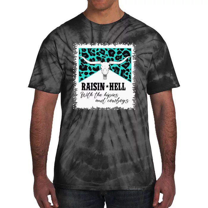 Raising Hell With The Hippies And Cowboys Leopard Bleached Tie-Dye T-Shirt