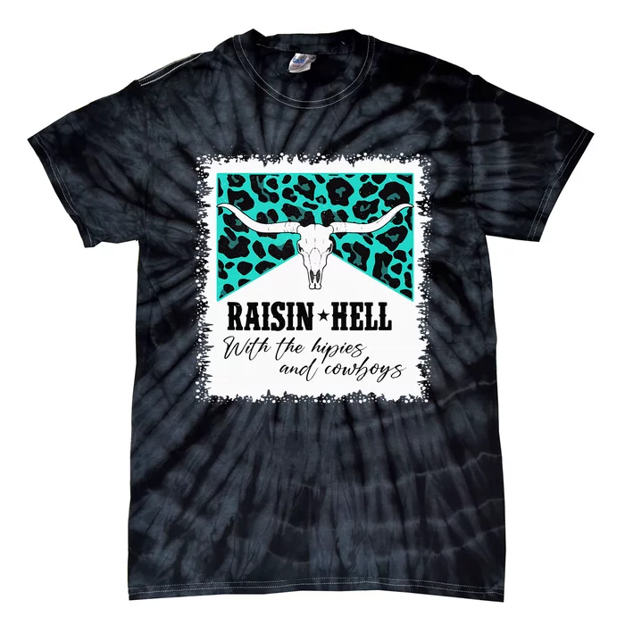 Raising Hell With The Hippies And Cowboys Leopard Bleached Tie-Dye T-Shirt