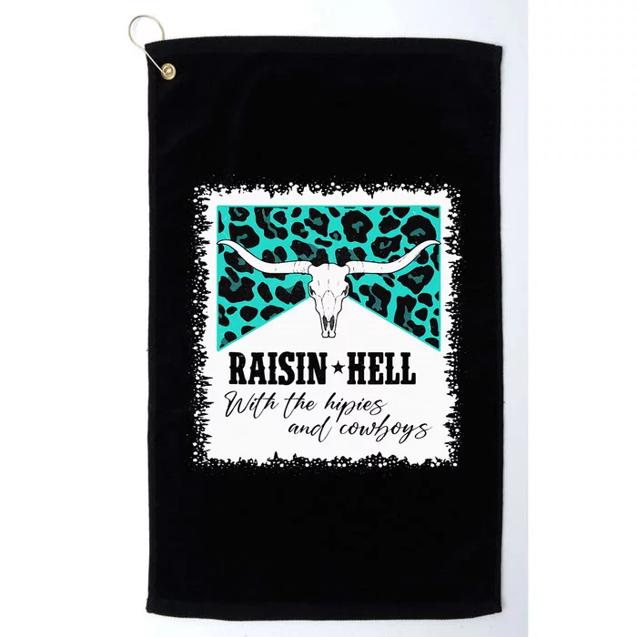 Raising Hell With The Hippies And Cowboys Leopard Bleached Platinum Collection Golf Towel