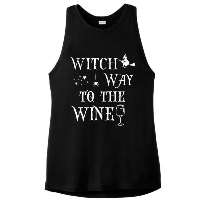 Retro Halloween Witch Way To The Wine Witch Wine Cool Gift Ladies Tri-Blend Wicking Tank